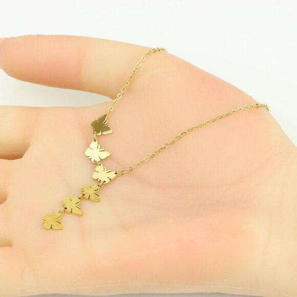Yellow Gold Butterfly Pendant Necklace in Adjustable Chain Length, XPNL0357 - Picture 6 of 13